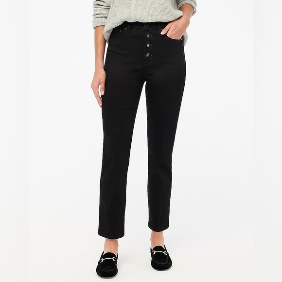 NWT J. Crew Factory High-rise stovepipe jean in signature stretch+ black SZ 27 - Picture 1 of 9